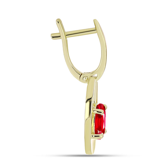 Pozlacené Stříbro 925/1000 - Náušnice s Červeným Achátem - Karátové číslo: 2.32. přibližná hmotnost: 4.76 gramů
