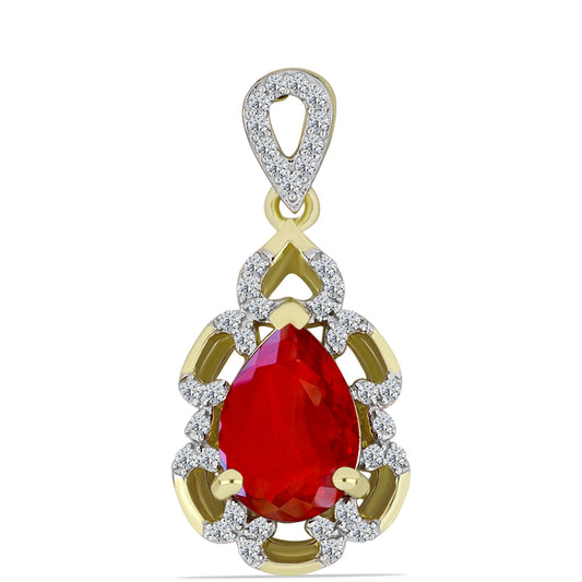 Pozlacené Stříbro 925/1000 - Přívěsek s Červeným Achátem a Bílým Topazem - Karátové číslo: 2. přibližná hmotnost: 1.9 gramů