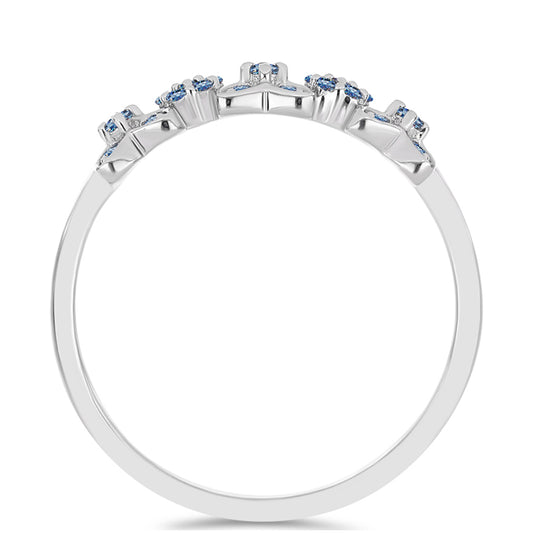 Stříbro 925/1000 - Prsten s S Oceánově Modrým Moissanitem - Karátové číslo: 0.26. přibližná hmotnost: 2.08 gramů