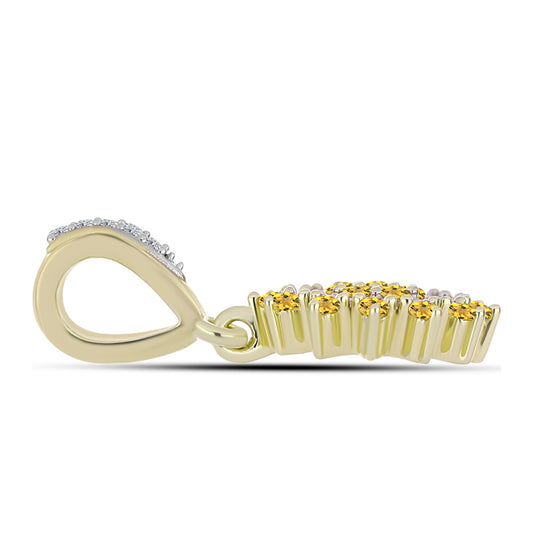 Pozlacené Stříbro 925/1000 - Přívěsek s Koňakovým Křemenem a Bílým Topazem - Karátové číslo: 0.39. přibližná hmotnost: 1.64 gramů