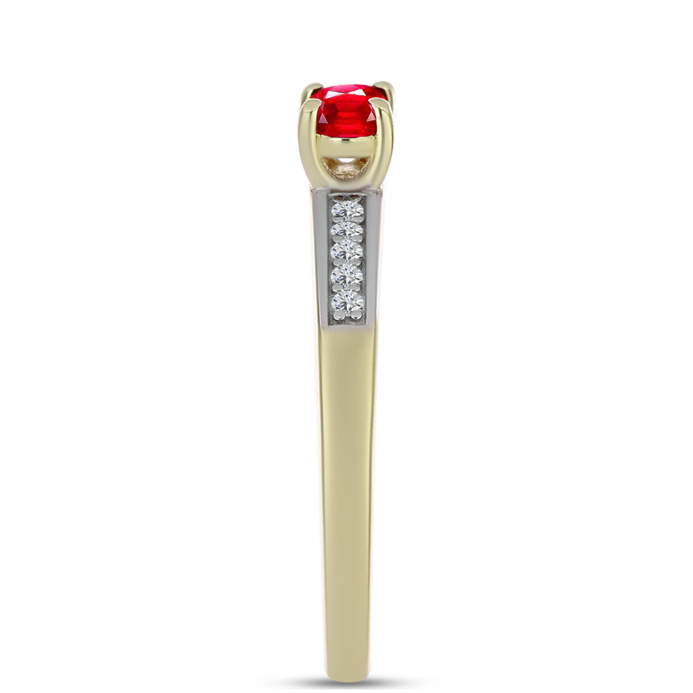 Pozlacené Stříbro 925/1000 - Prsten s Červeným Achátem a Bílým Topazem - Karátové číslo: 0.31. přibližná hmotnost: 2.17 gramů