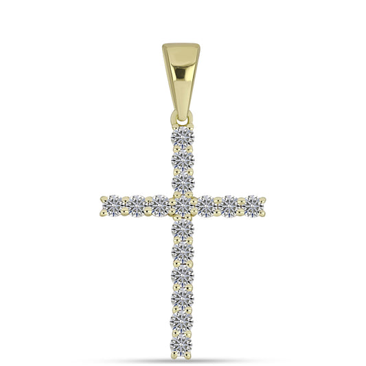 Pozlacené Stříbro 925/1000 - Přívěsek s Certifikovaný Diamantem pěstovaný v laboratoři - Karátové číslo: 0.82. přibližná hmotnost: 1.66 gramů