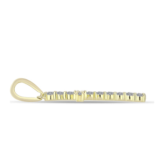 Pozlacené Stříbro 925/1000 - Přívěsek s Certifikovaný Diamantem pěstovaný v laboratoři - Karátové číslo: 0.82. přibližná hmotnost: 1.66 gramů