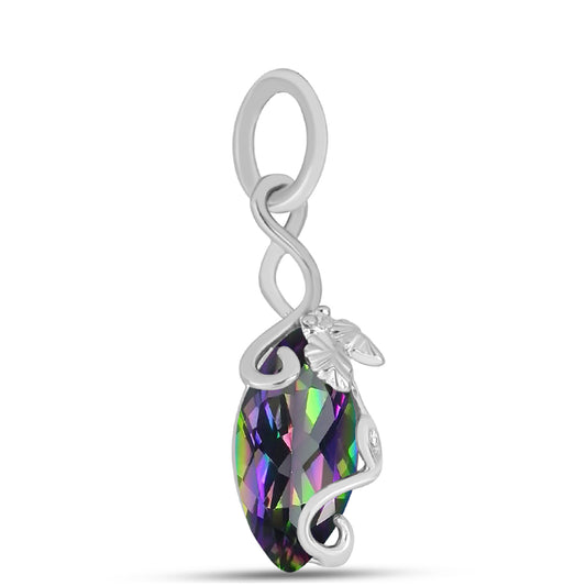 Stříbro 925/1000 - Přívěsek s Brazilským Mystickým Zeleným Křemenem - Karátové číslo: 0.9. přibližná hmotnost: 0.76 gramů