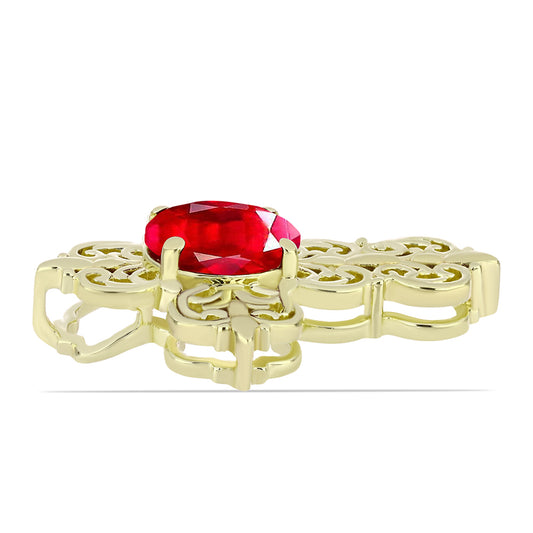 Pozlacené Stříbro 925/1000 - Přívěsek s Červeným Achátem - Karátové číslo: 2.26. přibližná hmotnost: 5.63 gramů