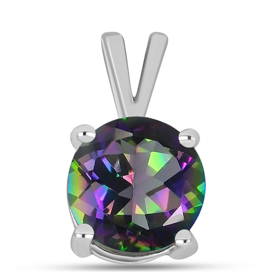 Stříbro 925/1000 - Přívěsek s Brazilským Mystickým Zeleným Křemenem - Karátové číslo: 1.91. přibližná hmotnost: 1.1 gramů