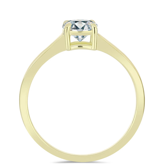 Pozlacené Stříbro 925/1000 - Prsten s Certifikovaný Diamantem pěstovaný v laboratoři - Karátové číslo: 1.08. přibližná hmotnost: 2.27 gramů