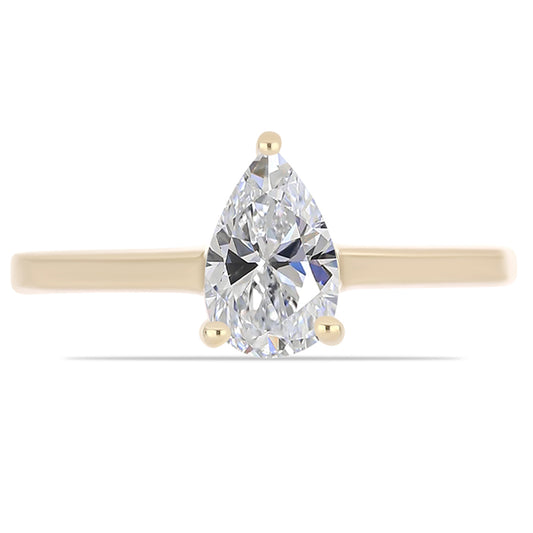 Pozlacené Stříbro 925/1000 - Prsten s Certifikovaný Diamantem pěstovaný v laboratoři - Karátové číslo: 0.96. přibližná hmotnost: 2.2 gramů