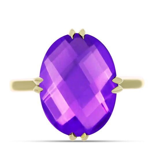 Pozlacené Stříbro 925/1000 - Prsten s Purpurovým Achátem - Karátové číslo: 7.36. přibližná hmotnost: 4.23 gramů