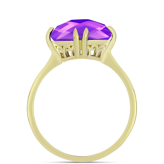 Pozlacené Stříbro 925/1000 - Prsten s Purpurovým Achátem - Karátové číslo: 7.36. přibližná hmotnost: 4.23 gramů