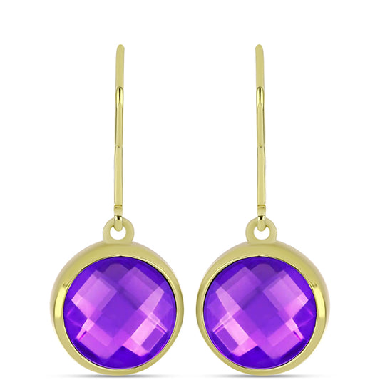 Pozlacené Stříbro 925/1000 - Náušnice s Purpurovým Achátem - Karátové číslo: 6.33. přibližná hmotnost: 4.88 gramů