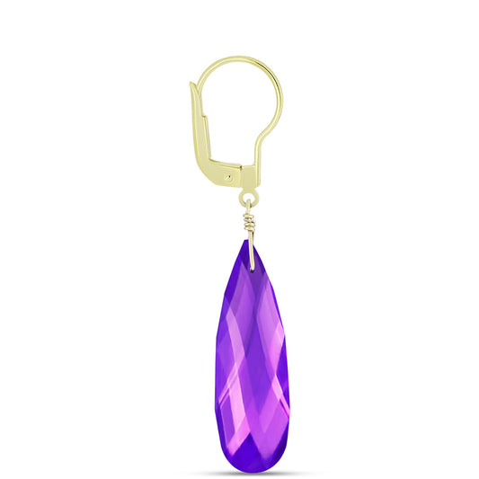 Pozlacené Stříbro 925/1000 - Náušnice s Purpurovým Achátem - Karátové číslo: 24.94. přibližná hmotnost: 6.02 gramů