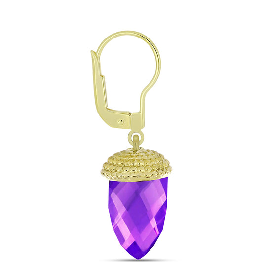 Pozlacené Stříbro 925/1000 - Náušnice s Purpurovým Achátem - Karátové číslo: 13.67. přibližná hmotnost: 7.06 gramů