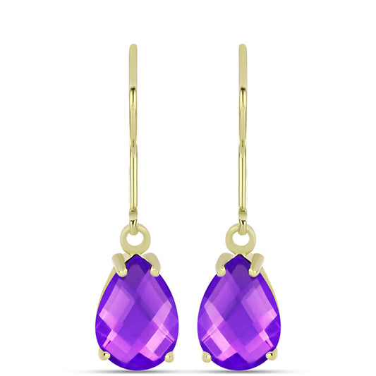 Pozlacené Stříbro 925/1000 - Náušnice s Purpurovým Achátem - Karátové číslo: 3.51. přibližná hmotnost: 2.46 gramů