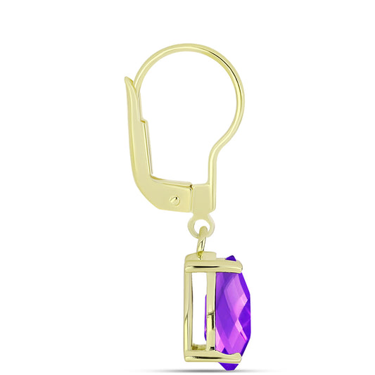 Pozlacené Stříbro 925/1000 - Náušnice s Purpurovým Achátem - Karátové číslo: 3.51. přibližná hmotnost: 2.46 gramů