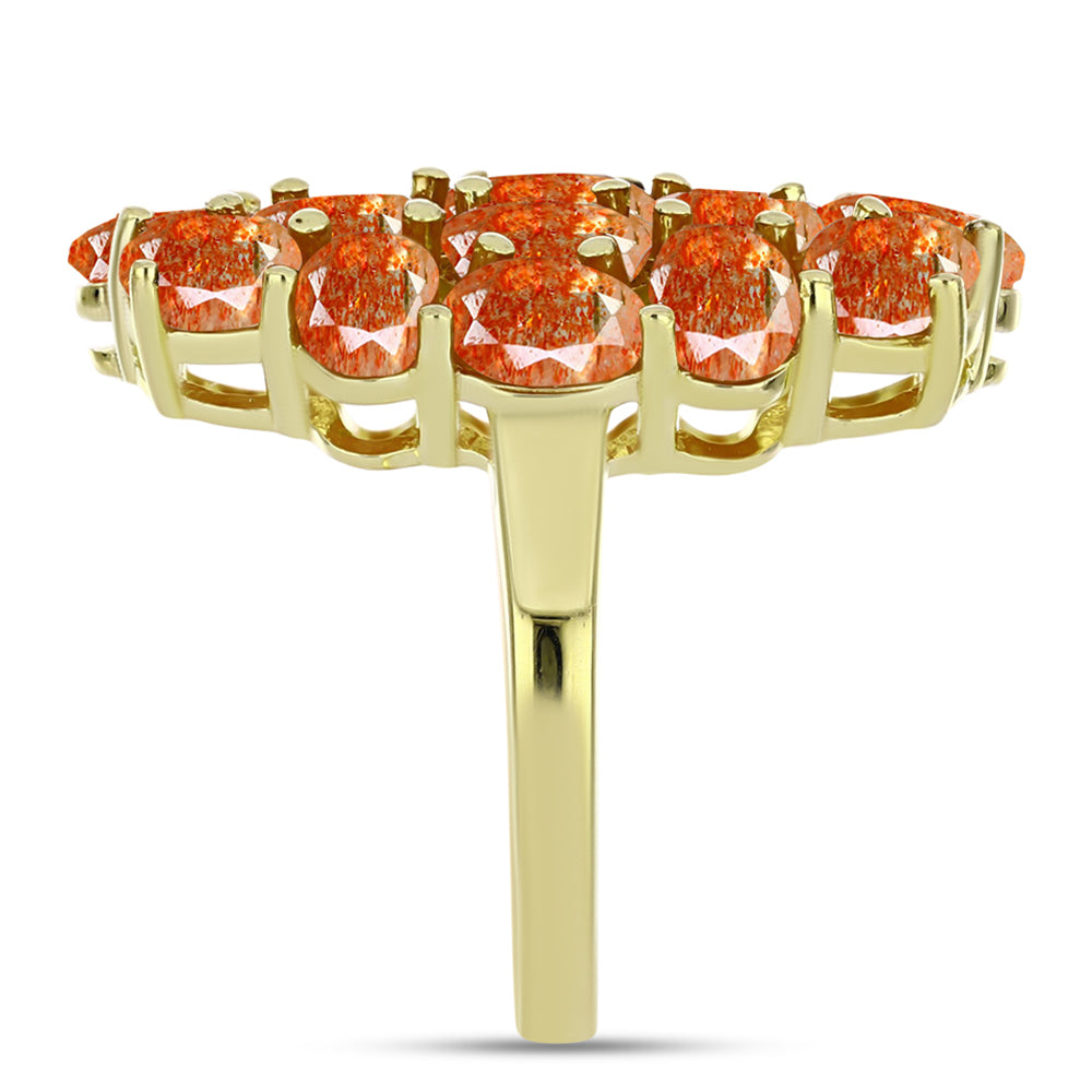 Pozlacené Stříbro 925/1000 - Prsten s Oregonským Slunečním Kamenem - Karátové číslo: 8.4. přibližná hmotnost: 6.27 gramů 8 