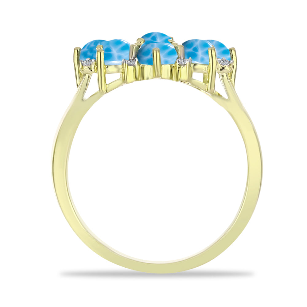 Pozlacené Stříbro 925/1000 - Prsten s Larimarem a Bílým Topazem - Karátové číslo: 2.81. přibližná hmotnost: 3.71 gramů 2 