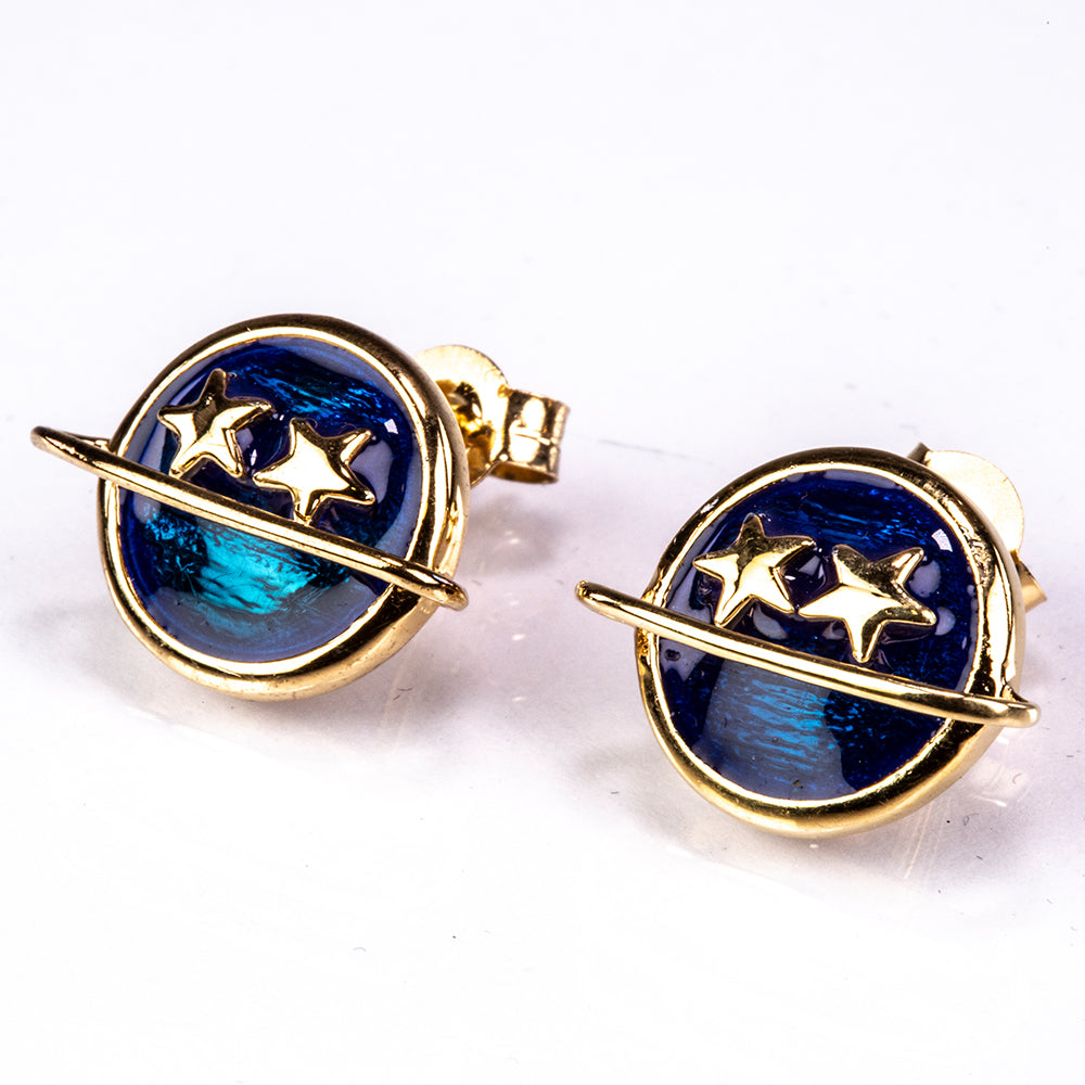 Pozlacené Stříbro 925/1000 - Náušnice se Smaltem přibližná hmotnost: 4.1 gramů