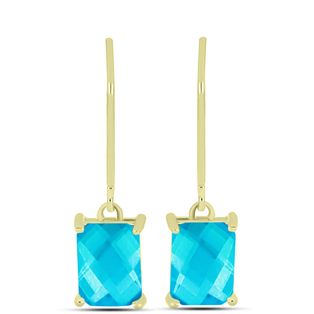 Pozlacené Stříbro 925/1000 - Náušnice s Modrým jadeitem - Karátové číslo: 2.45. přibližná hmotnost: 2.15 gramů 1 