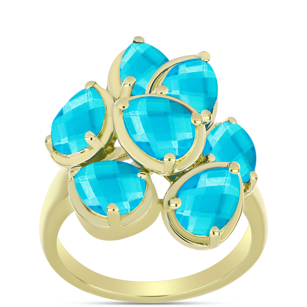 Pozlacené Stříbro 925/1000 - Prsten s Modrým jadeitem - Karátové číslo: 4.12. přibližná hmotnost: 5.27 gramů 3 