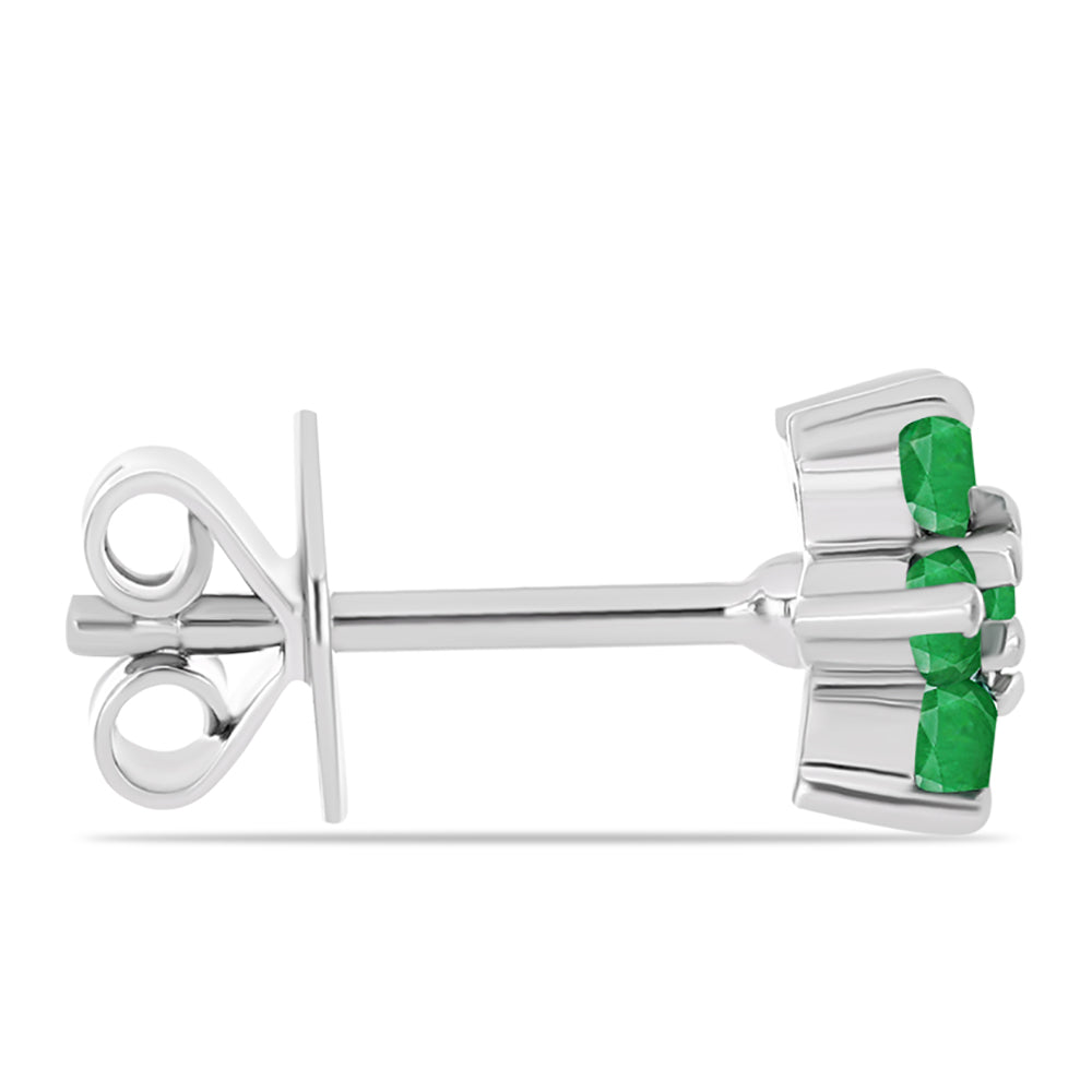 Stříbro 925/1000 - Náušnice s Zambijským Smaragdem - Karátové číslo: 0.63. přibližná hmotnost: 1.81 gramů 2 