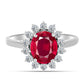 Stříbro 925/1000 - Prsten s Madagaskarským Rubínem a Bílým Topazem - Karátové číslo: 4.33. přibližná hmotnost: 3.8 gramů