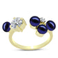 Pozlacené Stříbro 925/1000 - Prsten s Černou Sladkovodní Perlou a Bílým Topazem - Karátové číslo: 3.4. přibližná hmotnost: 3.47 gramů