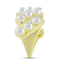 Pozlacené Stříbro 925/1000 - Prsten s Bílou Sladkovodní Perlou - Karátové číslo: 4.66. přibližná hmotnost: 8.15 gramů