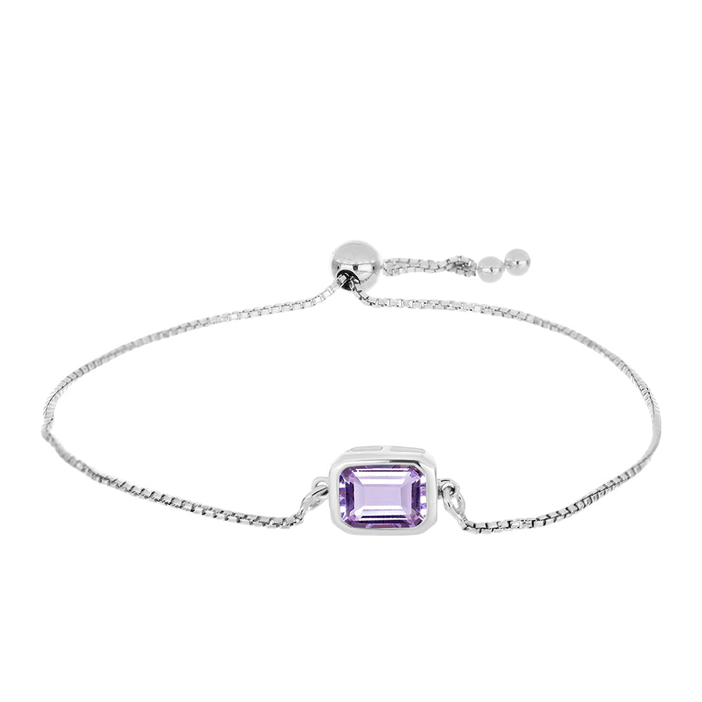 Stříbro 925/1000 - Náramek s Rose de France Ametystem - Karátové číslo: 1.35. přibližná hmotnost: 3.3 gramů 1 