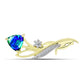 Pozlacené Stříbro 925/1000 - Brož s Pavím Křemenem a Bílým Topazem - Karátové číslo: 1.87. přibližná hmotnost: 4.51 gramů