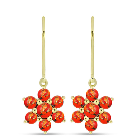 Pozlacené Stříbro 925/1000 - Náušnice s Mohavským Tyrkysem - Karátové číslo: 1.93. přibližná hmotnost: 3.15 gramů
