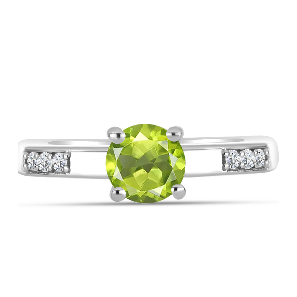 Stříbro 925/1000 - Prsten s Čchang-pajským Peridotem a Bílým Topazem - Karátové číslo: 1. přibližná hmotnost: 3.09 gramů