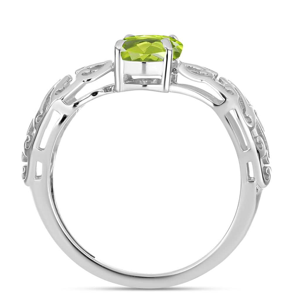 Stříbro 925/1000 - Prsten s Čchang-pajským Peridotem - Karátové číslo: 1.15. přibližná hmotnost: 1.98 gramů 2 