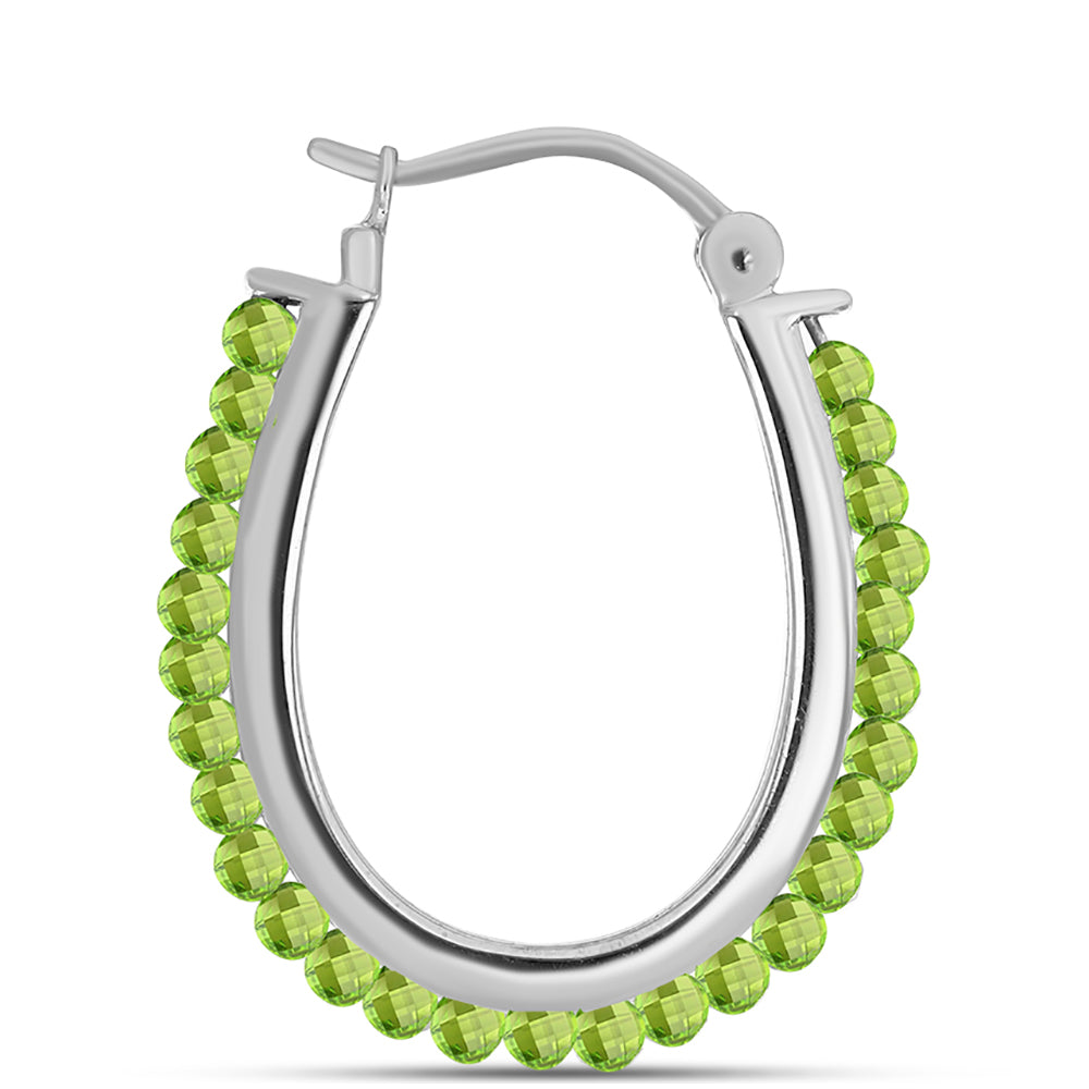 Stříbro 925/1000 - Náušnice s Čchang-pajským Peridotem - Karátové číslo: 3.9. přibližná hmotnost: 8.28 gramů