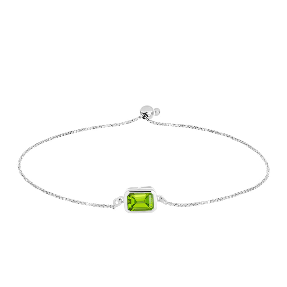 Stříbro 925/1000 - Náramek s Čchang-pajským Peridotem - Karátové číslo: 1.53. přibližná hmotnost: 3.19 gramů 1 