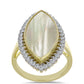 Pozlacené Stříbro 925/1000 - Prsten s Lasturou a Bílým Topazem - Karátové číslo: 5.35. přibližná hmotnost: 5.92 gramů