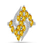 Stříbro 925/1000 - Prsten s Uralským Citrínem a Bílým Topazem - Karátové číslo: 1.66. přibližná hmotnost: 4.31 gramů