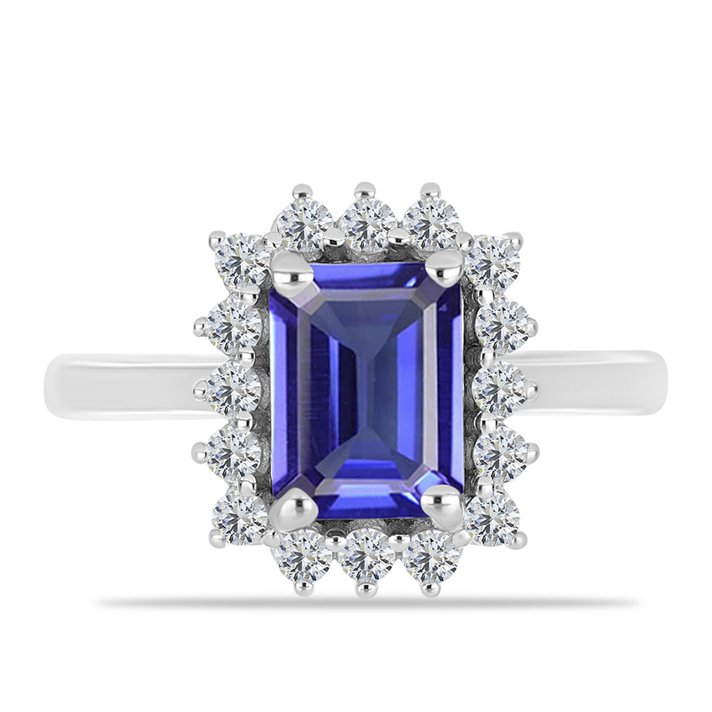 Stříbro 925/1000 - Prsten s AAA Tanzanitem a Bílým Topazem - Karátové číslo: 2.02. přibližná hmotnost: 3.12 gramů 1 
