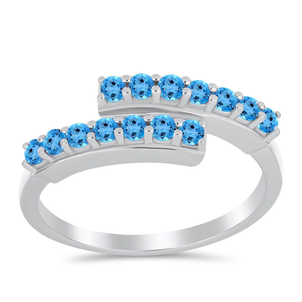 Stříbro 925/1000 - Prsten se Švýcarským Modrým Topazem - Karátové číslo: 0.63. přibližná hmotnost: 2.75 gramů 3 