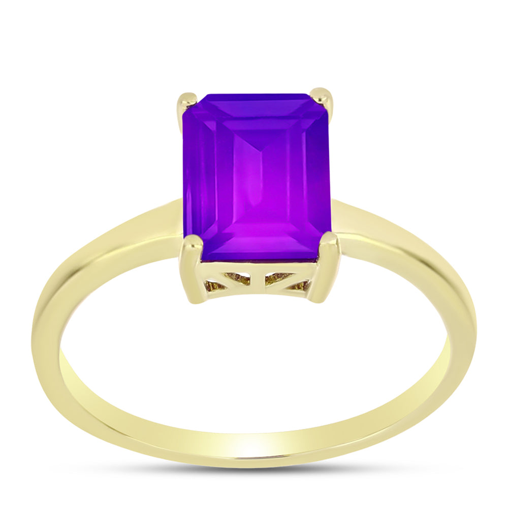 Pozlacené Stříbro 925/1000 - Prsten s Purpurovým Achátem - Karátové číslo: 2.18. přibližná hmotnost: 2.19 gramů