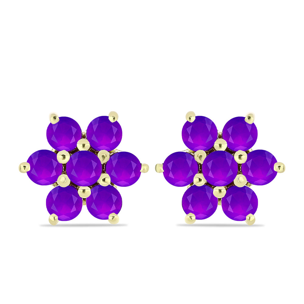 Pozlacené Stříbro 925/1000 - Náušnice s Purpurovým Achátem - Karátové číslo: 1.51. přibližná hmotnost: 2.56 gramů