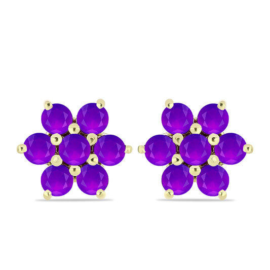 Pozlacené Stříbro 925/1000 - Náušnice s Purpurovým Achátem - Karátové číslo: 1.51. přibližná hmotnost: 2.56 gramů