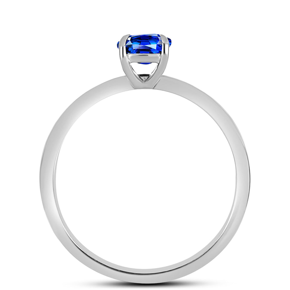 Stříbro 925/1000 - Prsten s Australským Modrým Safírem - Karátové číslo: 0.73. přibližná hmotnost: 1.89 gramů