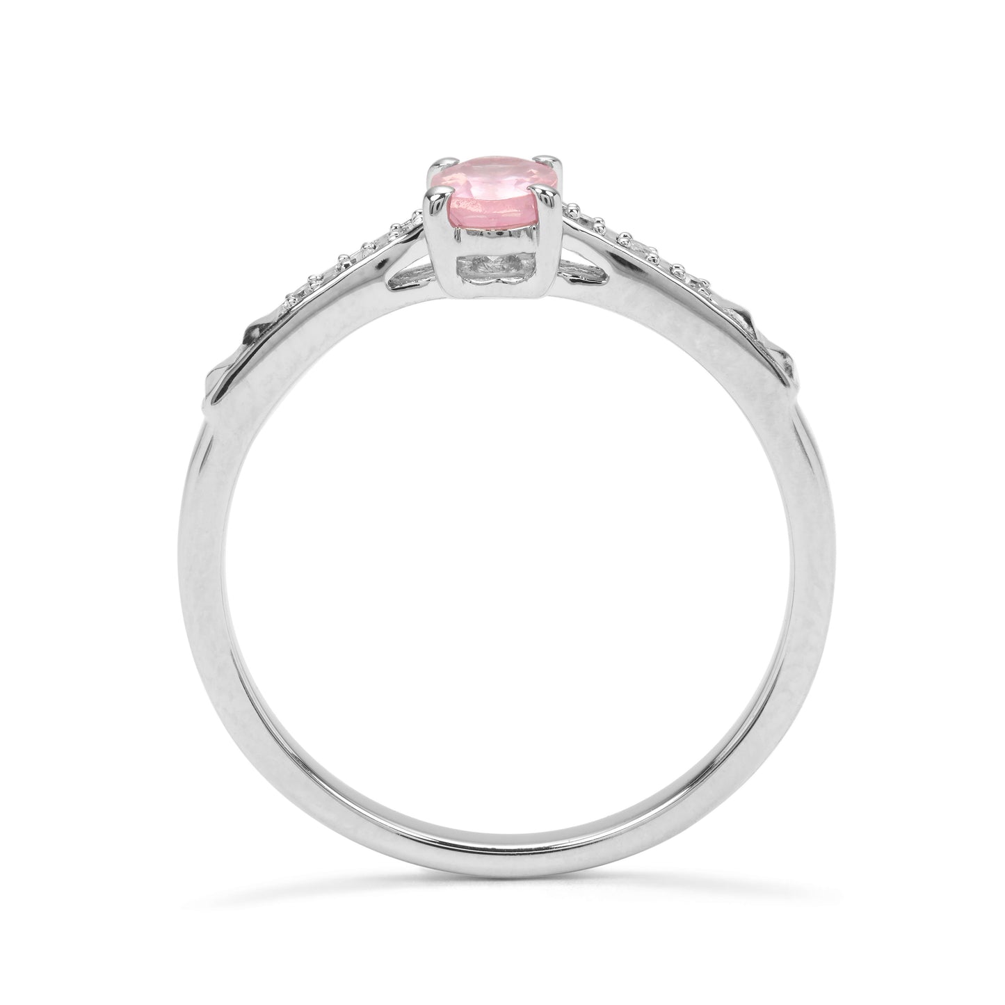Stříbrný Prsten s Růžovým Spinelem a Bílým Diamantem