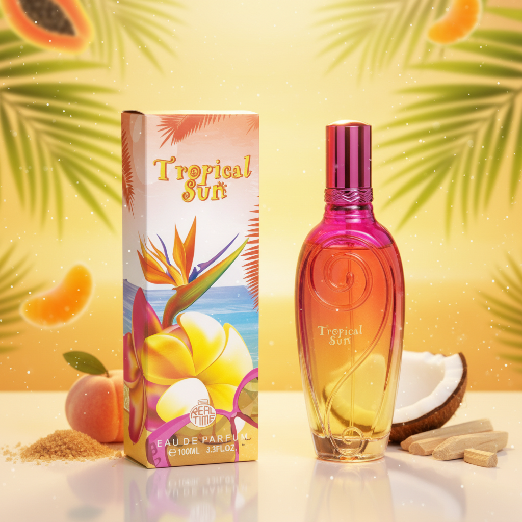 100 ml Eau de Parfum "TROPICAL SUN" Ovocná Pižmová Vůně pro Ženy, s 3% obsahem esenciálních olejů