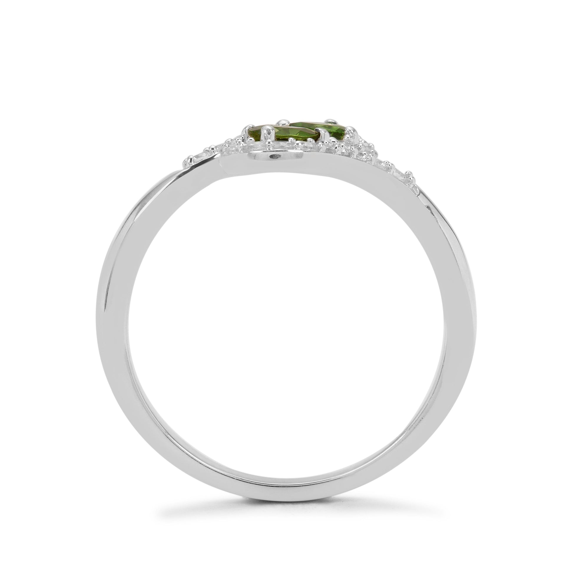 Stříbro 925/1000 - Prsten s Chromovým turmalínem a Bílým Zirkonem - Karátové číslo: 0.65. přibližná hmotnost: 2.6 gramů 2 