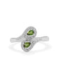 Stříbro 925/1000 - Prsten s Chromovým turmalínem a Bílým Zirkonem - Karátové číslo: 0.65. přibližná hmotnost: 2.6 gramů