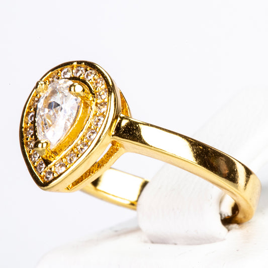 Pozlacený Slitinový Prsten s Bílým Zirkonem
