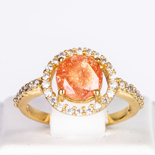 Pozlacený Slitinový Prsten s Oranžovým Emporia® Křišťálem a Bílým Emporia® Křišťálem