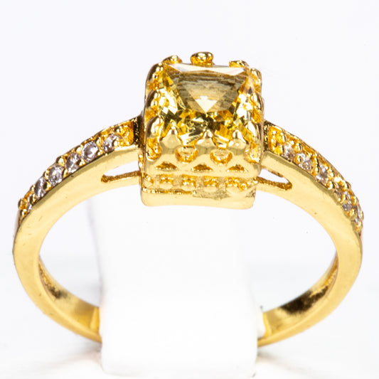 Pozlacený Slitinový Prsten se Žlutým Emporia® Křišťálem a Bílým Emporia® Křišťálem